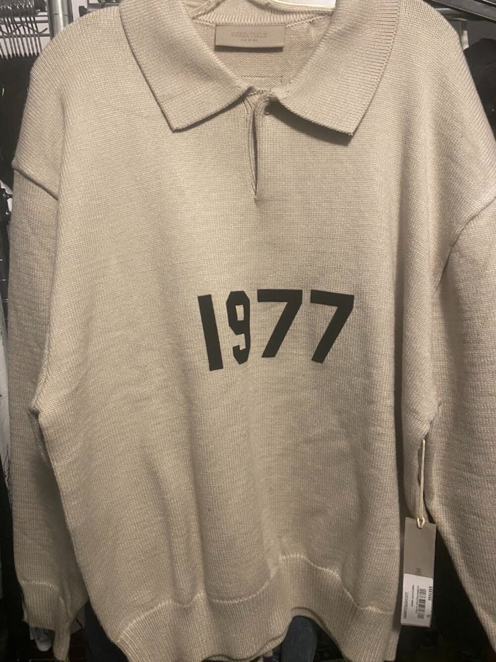 Fear of God Essentials 1977 Knit Long Sleeve Polo Wheat Size M
